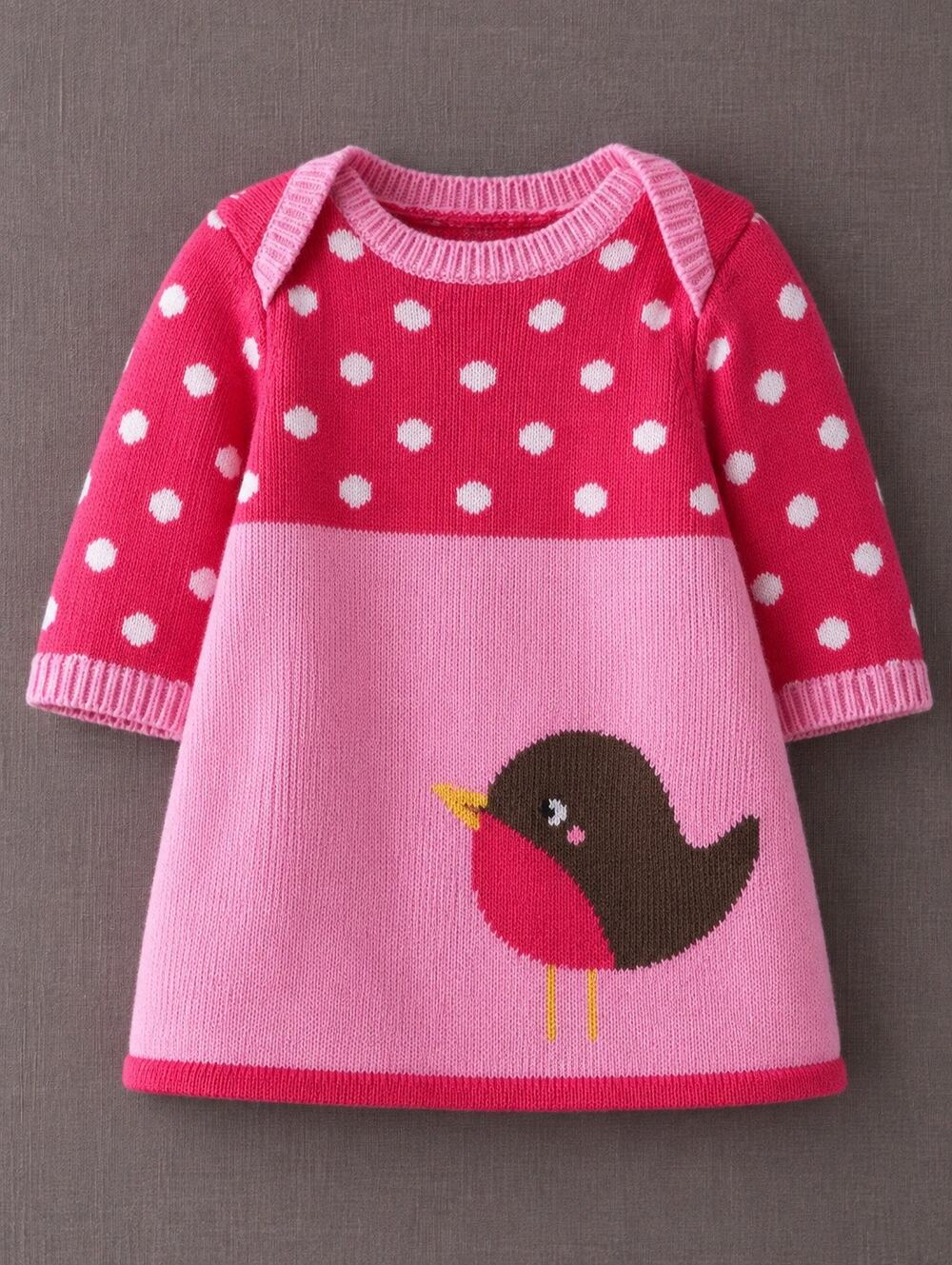 Baby Boden Cashmere Blend Bird Sweater Dress